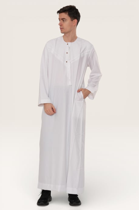 Mens White Eid Moroccan Jubba Robe Djellaba Ramadan Eid Thobe LFS-HM11 - Image 3