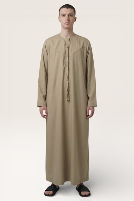 Heren beige Eid Marokkaanse Jubba gewaad Djellaba Ramadan Eid Thobe LFS-HM11 - Image 2