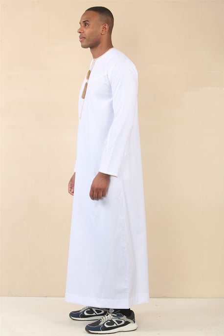 Men's Omani Eid White Thobe Saudi Emirati Jubba Robe - Image 3