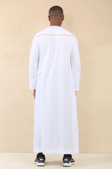 Men's Omani Eid White Thobe Saudi Emirati Jubba Robe - Image 4