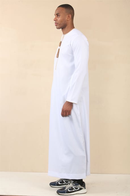 Men's Omani Eid White Thobe Saudi Emirati Jubba Robe - Image 5