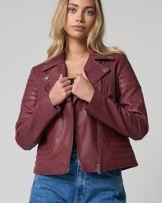 Burgundy Real Leather Jacket - Image 3