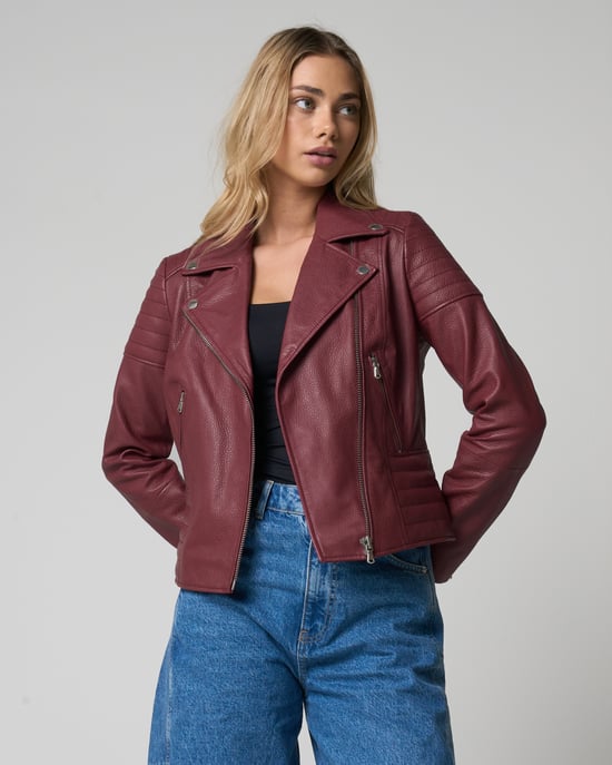 Burgundy Real Leather Jacket - Image 4