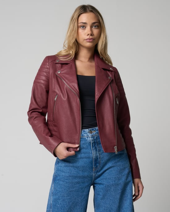 Burgundy Real Leather Jacket - Image 5