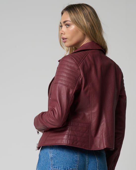 Burgundy Real Leather Jacket - Image 6