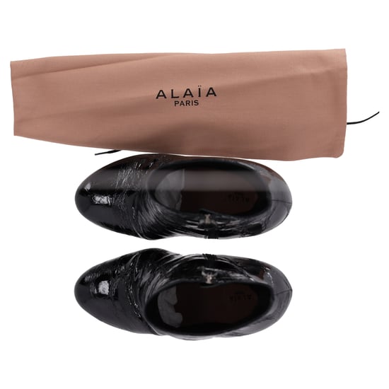 Alaïa Platform Ankle Boots in Black Leather - Image 6