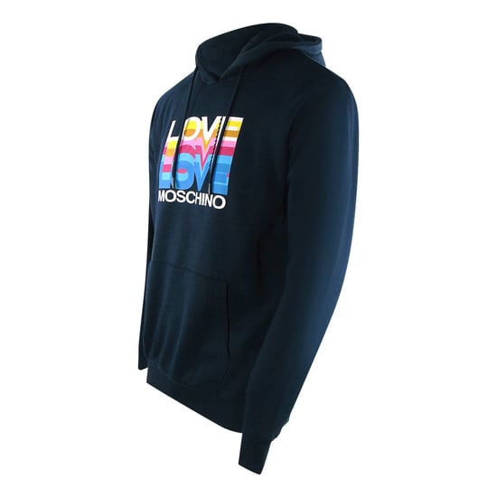 Love Moschino Marinblå Huvtröja Med Multi Logotyp - Image 3