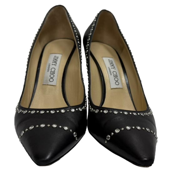Jimmy Choo Romy Embellished Pumps in Black Calf Leather - Image 2