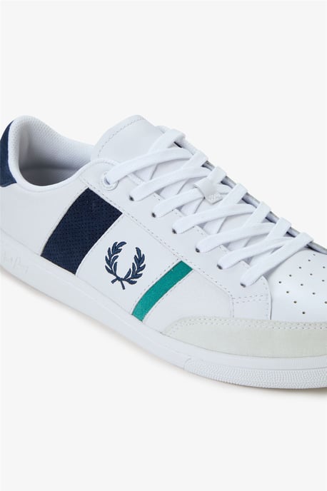 Fred Perry B725 Läder Mocka Herrskor Vit/Marin/Mint - Image 2