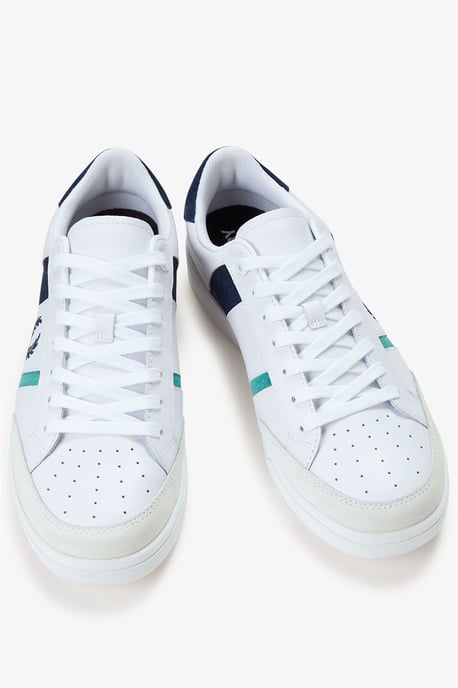 Fred Perry B725 Läder Mocka Herrskor Vit/Marin/Mint - Image 3