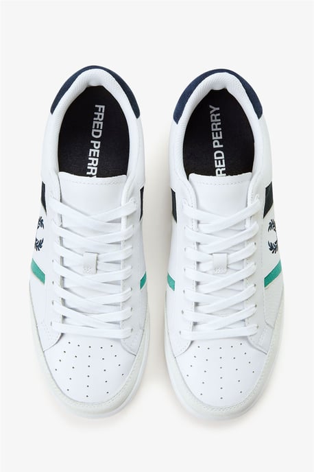 Fred Perry B725 Läder Mocka Herrskor Vit/Marin/Mint - Image 6