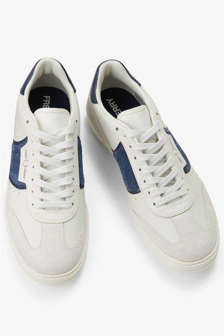 Fred Perry B4 Texturerad Läder/Suede Herr Porcelän/Blå Träningsskor - Image 3