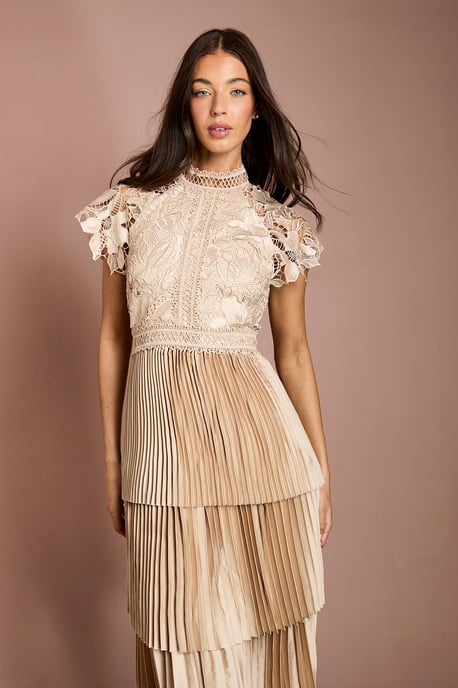 Satin Lace Tiered Dress - Image 2