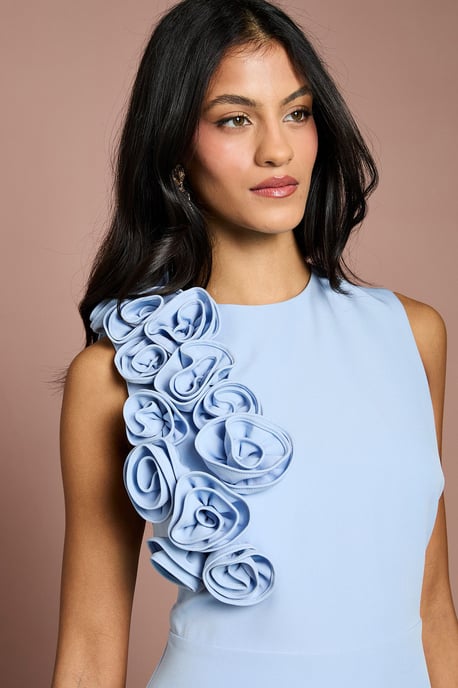 Petite 3D Corsage High Low Dress - Image 4