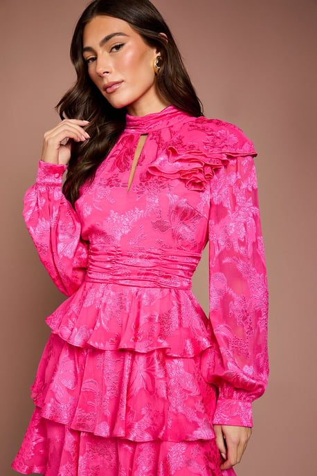 Jacquard Tiered Midi Dress - Image 2