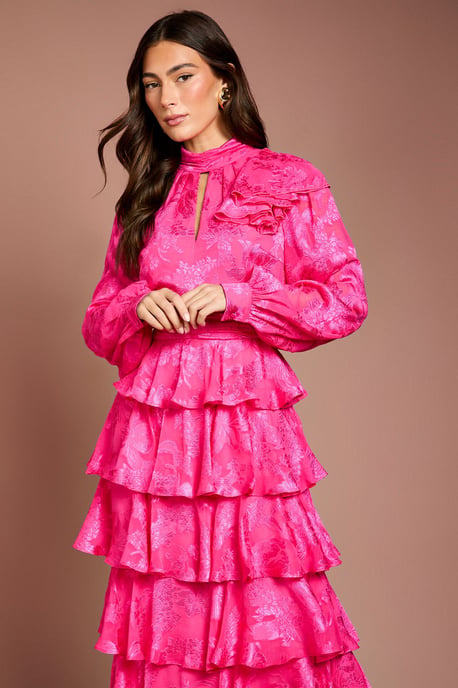 Jacquard Tiered Midi Dress - Image 4