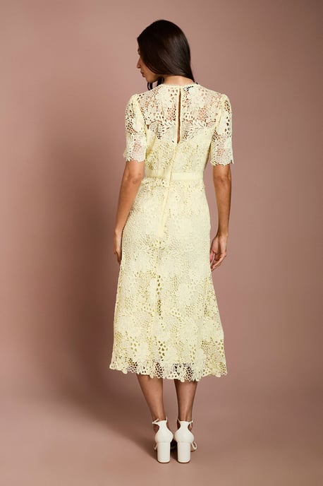 Lace Midi Dress With Bow Belt - Image 3