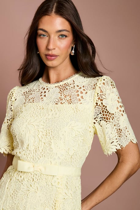 Lace Midi Dress With Bow Belt - Image 4