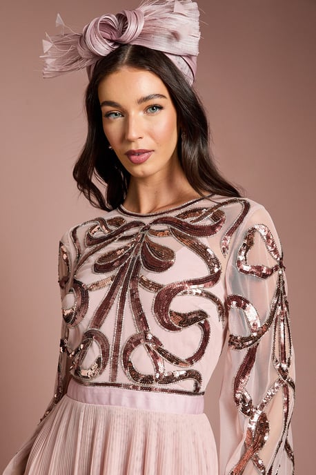 Lisa Tan Bow Embellished Long Sleeve Midi Dress - Image 4