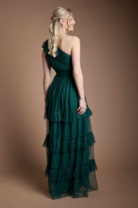 Oasis by Coast Pleated Mesh One Shoulder Tiered Maxi Bridesmaid Maxi Dress - Image 3