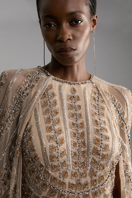 Petite Premium Embellished Cape Maxi Dress - Image 2