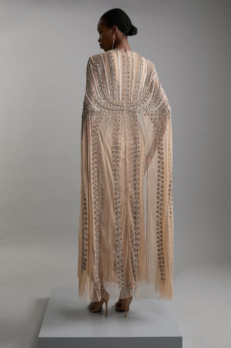 Petite Premium Embellished Cape Maxi Dress - Image 6