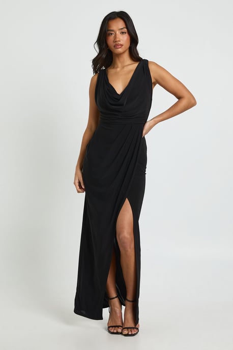 Petite Slinky Ruched Wrap Maxi Dress - Image 1