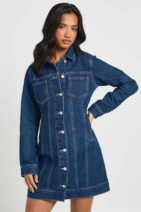 Petite Western Denim Mini Dress - Image 1