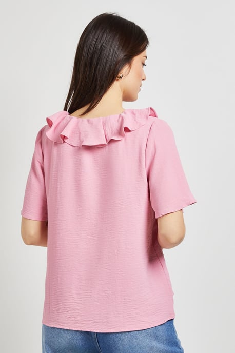 Ruffle Neck Angel Sleeve Top - Image 3