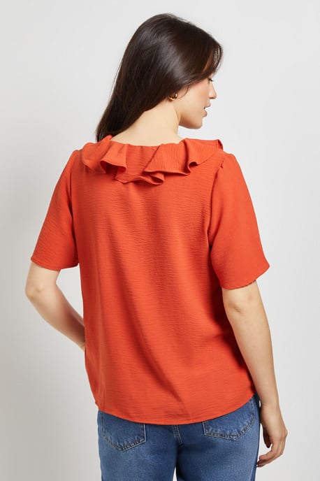Ruffle Neck Angel Sleeve Top - Image 3