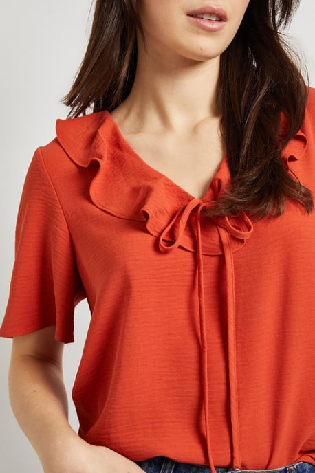 Ruffle Neck Angel Sleeve Top - Image 5