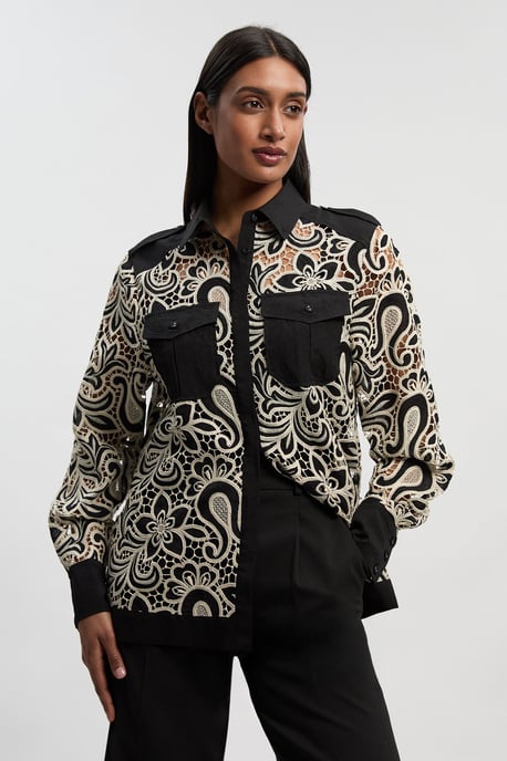 Mono Cutwork Pocket Front Woven Shirt - Image 2