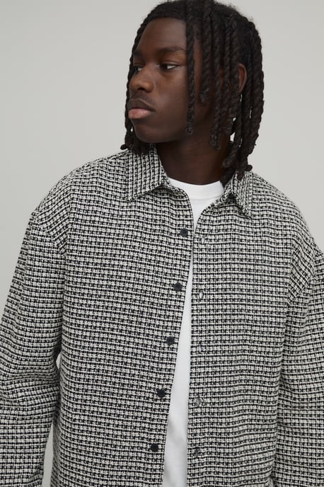 Regular Textured Boucle Overshirt - Image 3