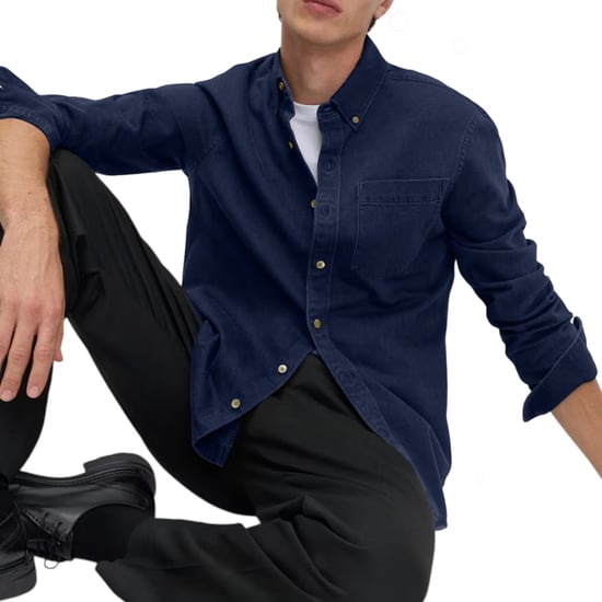 M&S Mens Denim Shirts Regular Fit Long Sleeve Pocket Formal Casual Cotton Top - Image 2