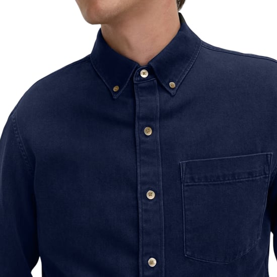 M&S Mens Denim Shirts Regular Fit Long Sleeve Pocket Formal Casual Cotton Top - Image 3