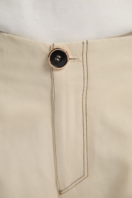 Tencel Cotton Contrast Stitch Woven Straight Leg Trouser - Image 2