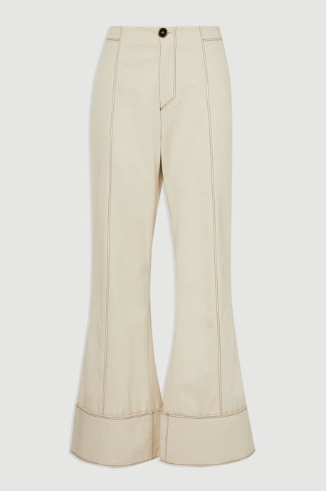 Tencel Cotton Contrast Stitch Woven Straight Leg Trouser - Image 4