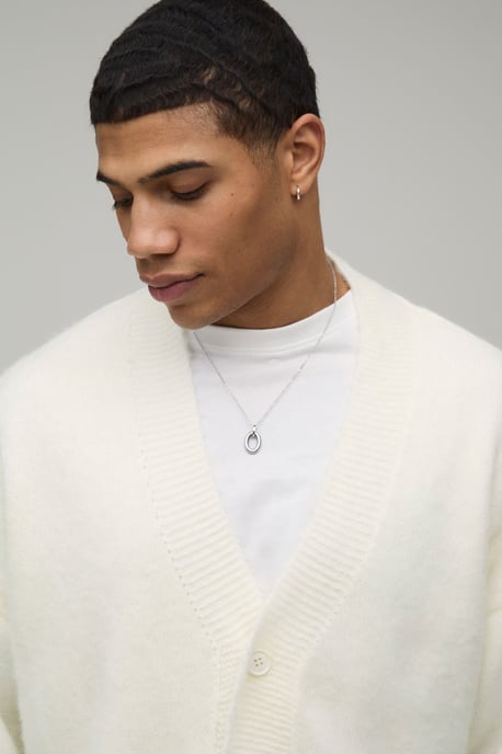 Relaxed Boxy Brushed Knitted Cardigan - Image 3