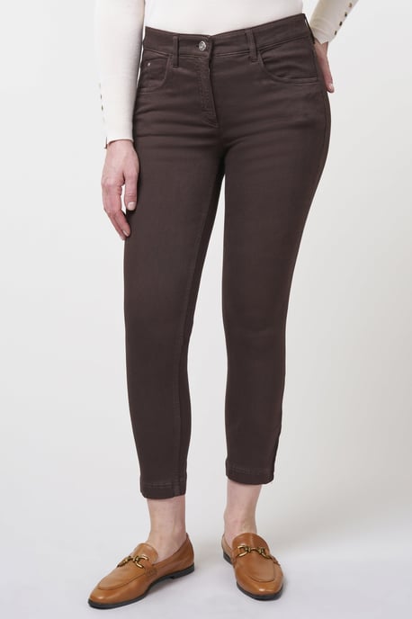 Twigie Coloured Shape-On Straight Jeans Short | Chocolate - Image 1