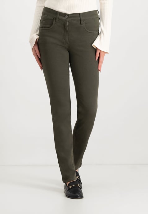 Twigie Coloured Shape-On Straight Jeans | Olive - Image 1