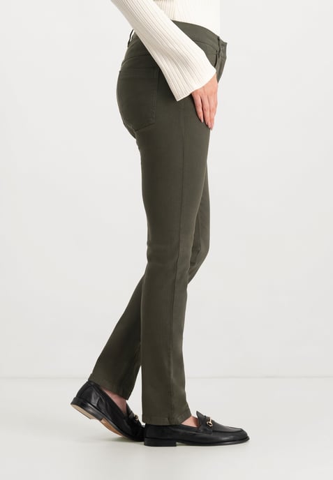 Twigie Coloured Shape-On Straight Jeans | Olive - Image 2