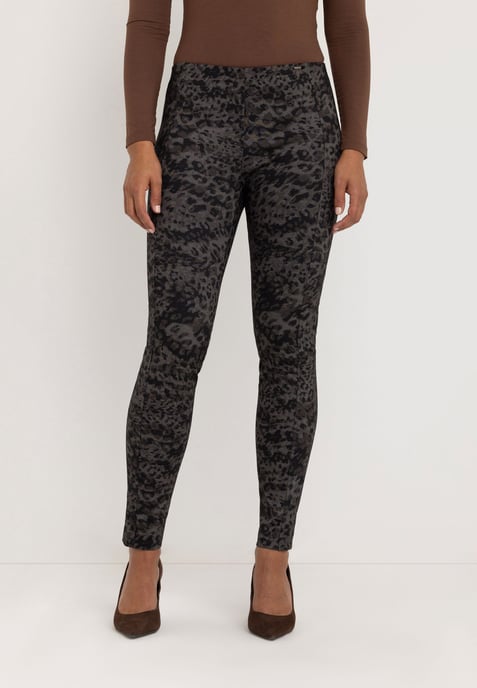 Lena Super Slim Capri Leggings | Taupe Black Leo - Image 1