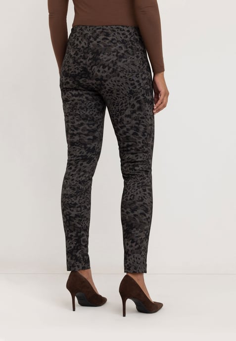 Lena Super Slim Capri Leggings | Taupe Black Leo - Image 3