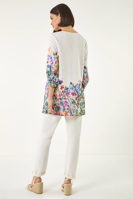 Floral Border Print Tunic Top - Image 3