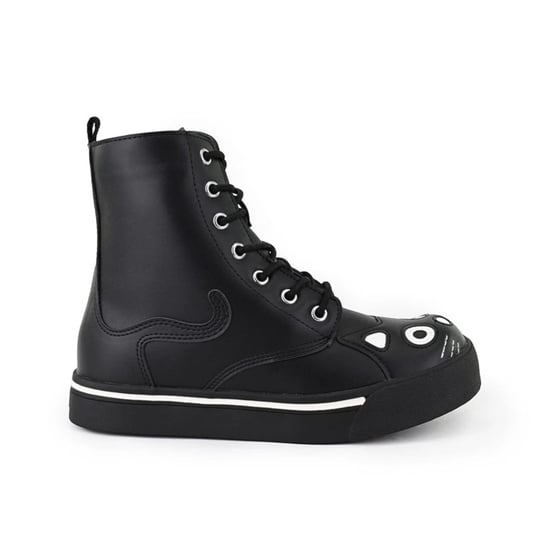 TUK Women's Kitty Black Faux Leather Combat Sneaker Boots - A6570L - Image 1