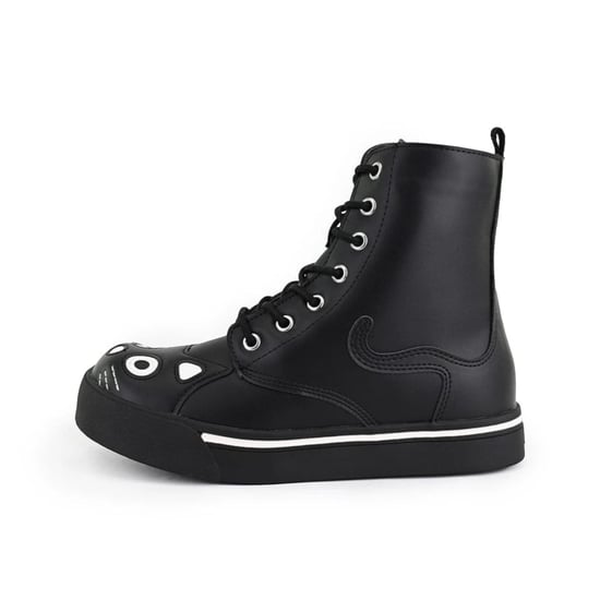 TUK Women's Kitty Black Faux Leather Combat Sneaker Boots - A6570L - Image 3
