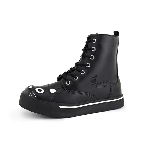 TUK Women's Kitty Black Faux Leather Combat Sneaker Boots - A6570L - Image 4