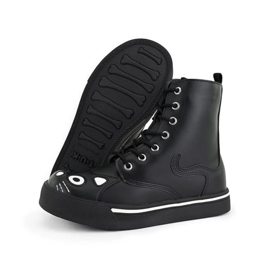 TUK Women's Kitty Black Faux Leather Combat Sneaker Boots - A6570L - Image 5