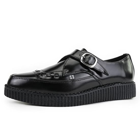 TUK Pointed Creeper Black Leather Monk Buckle Platform Shoes - A8520 - Image 6
