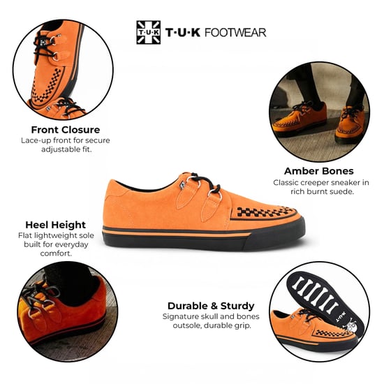TUK Pointed Creeper Sneaker Oranje Koe Suede Platform Schoenen - A9182 - Image 2